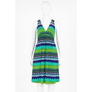 Women’s Dress M My zen-knits V Neck Colorful Zigzag Beach
